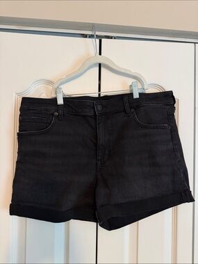 American Eagle Outfitters Black Rolled-Hem Denim Shorts